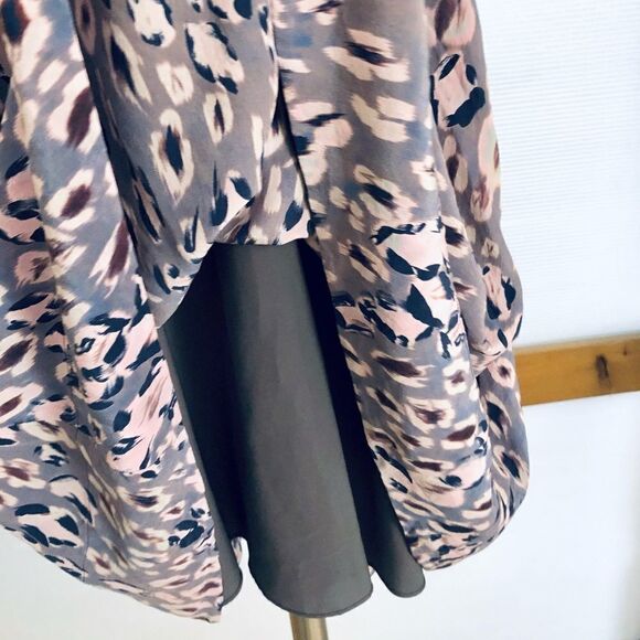 REBECCA Taylor 100% Silk Sleeveless Purple Leopard Animal Print A-Line Dress Sz4 - Picture 6 of 7